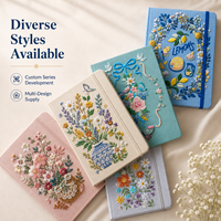 Nouveau design, broderie, format A5, couverture rigide, agenda étudiant, papeterie de bureau, carnet de notes à motifs floraux