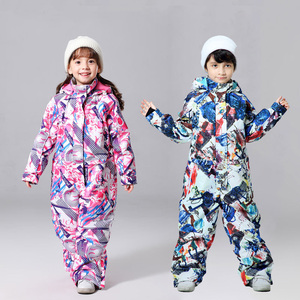 Combinaison de ski une pièce chaude pour enfants avec fermeture à glissière à capuche équipement respirant pour garçons et filles - Product Image 1