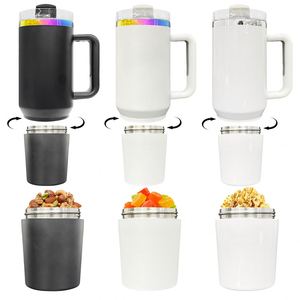 40oz H2.0 Tumbler White Blank Sublimation Rainbow Plated Water <b>Bottle</b> with Storage Compartment - Product Image 3