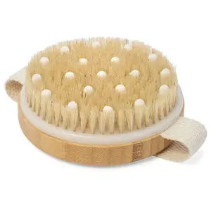 Custom Logo Brand Wooden Body Brush Massage Exfoliating Clean Dry Skin Shower Bath Brushes