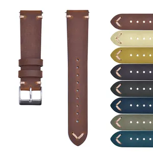 JUELONG High Quality Crazy Horse Black Brown Leather Watch Band 18mm 20mm 22mm Vintage Leather Watch Strap