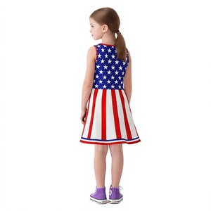 Robe de cheerleading patriotique pour enfants, uniforme de style jupe imprimé étoiles et rayures pour enfants - Product Image 5