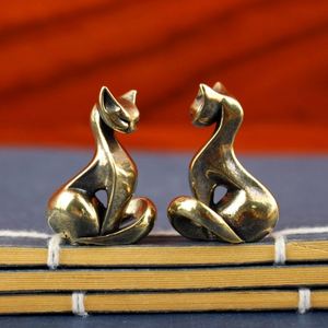 Handcrafted Vintage Brass Cat Figurine - Unique Metal Animal Decor for Home and Gift - Product Image 1