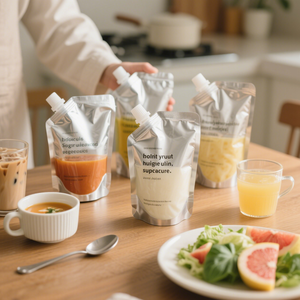 Tùy Chỉnh Sinh Thái Thân Thiện Cấp Thực Phẩm Nhựa 100Ml 250Ml Dứa Xoài Trái Cây Hữu Cơ Sữa Uống Chất Lỏng Bóp Cà Phê Spout Túi - Product Image 1