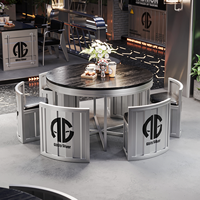Table Basse Industrielle Créative en Fût d'Huile, Table de Bar, Table à Thé, Ensemble Table et Chaises pour Salon de Thé, Cinéma
