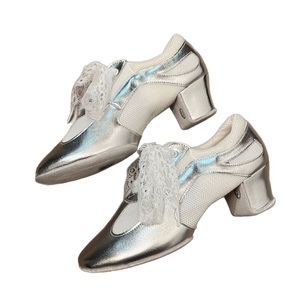 <span class=keywords><strong>Femme</strong></span> adulte professeur chaussures de danse argent brillant chaussures de danse de salon professionnel chaussures de danse de formation latine - Product Image 2