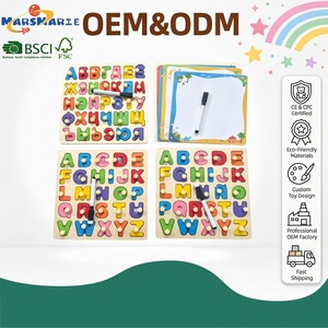 Juguetes Montessori de Madera para la Educación Temprana de los Niños, Tablero de Doble Cara con <span class=keywords><strong>Alfabeto</strong></span> en Inglés, <span class=keywords><strong>Español</strong></span> y Ruso, Rompecabezas de Números y Tablero de Dibujo - Product Image 1