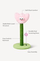 Poteau à gratter anti-tremblement en forme de fleur pour chaton, avec sisal naturel et petit jouet en peluche, pour l'entraînement quotidien
