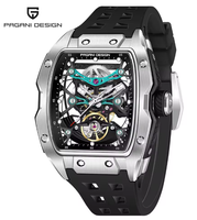 PAGANI Design Marken-Herrenuhr Mechanische Automatikuhr Luxus YS018 Skelett-Zifferblatt Saphirglas 50M Wasserdicht Tonneau-Gehäuse Gummiarmband