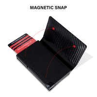 CASEKEY Billetera Porte-cartes magnétique Portefeuille en cuir RFID Porte Carte Porte-monnaie Porte-cartes en cuir à trois volets Portefeuille