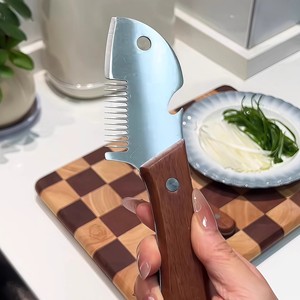 มีดสแตนเลสอเนกประสงค์พร้อมด้ามไม้เคลือบผิวขัดเงาสำหรับหั่นกระเทียมขิงต้นหอมเครื่องมือทำครัว - Product Image 3