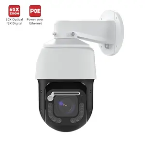 كاميرا PTZ POE IP 8MP 60X Zoom عالية السرعة حقيقية كاميرا CCTV 4k مزودة بضوء مزدوج للأمان الصوتي