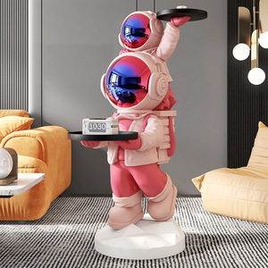 Statua da Terra Grande di Astronauta Spaziale Dipinta a Mano in Resina, Scultura Artistica con Doppio Vassoio, per Arredamento Soggiorno - Vendita all'Ingrosso - Product Image 5