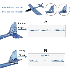 Aeroplano giocattolo in schiuma EVA con LED da 48 cm, aliante da lancio manuale, modello fai-da-te, aeroplano acrobatico per bambini, per esterni - Product Image 4