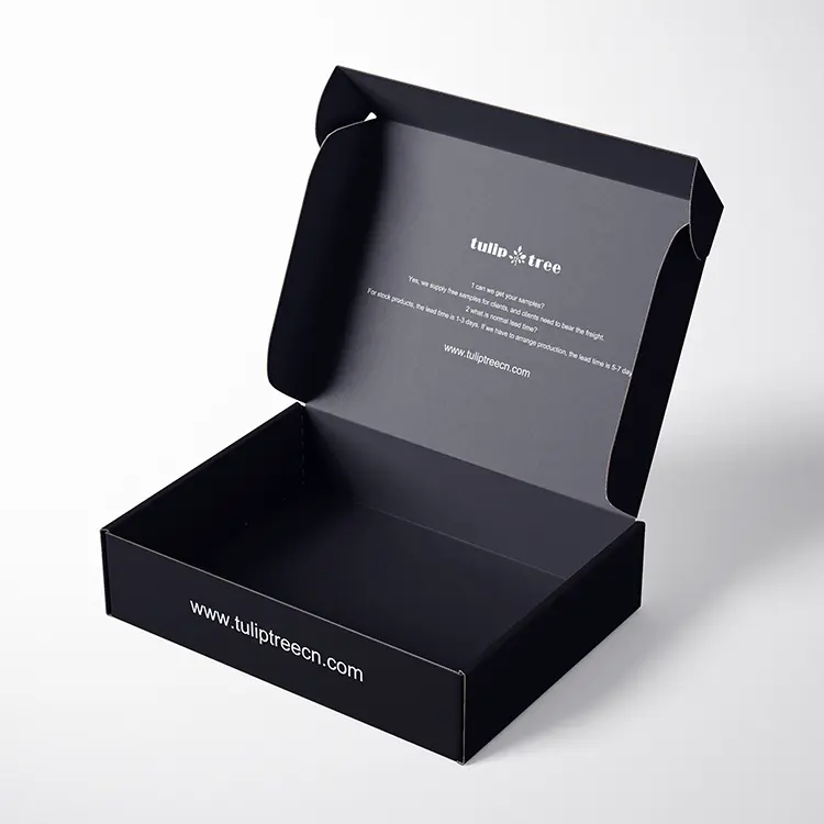 Scatola di spedizione in cartone ondulato con scatola postale nera opaca all'ingrosso con logo personalizzabile