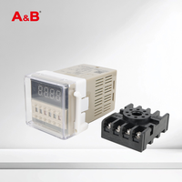 ABDH48S-S Relay Waktu Tunda Digital Dengan Basis, 5A 250VAC, AC/DC 12V/24V/220V Timer Industri