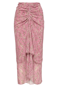 Women's High Waist Floral Print <b>Chiffon</b> Wrap <b>Skirt</b> Asymmetrical Mid-Calf Soft Ruched Spring Style - Product Image 3