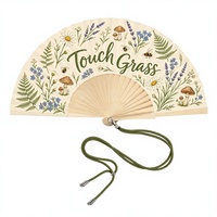 Éventail pliant personnalisé en tissu, style Cottagecore, portable, pour cadeau ou fête, 23 cm, avec logo OEM