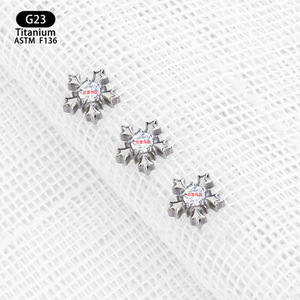 Boucles d'oreilles en titane flocon de neige, alliage F136, zircon 5A, serti à griffes, bijoux de piercing - Product Image 2