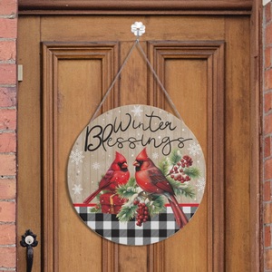 Panneau rond en bois Joyeux <span class=keywords><strong>Noël</strong></span>, motif mignon, impression personnalisée, décoration <span class=keywords><strong>de</strong></span> porte <span class=keywords><strong>de</strong></span> <span class=keywords><strong>Noël</strong></span> 20x20cm, style ferme américaine - Product Image 2