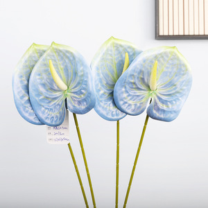 Flores Artificiales de Anturio, Flor de Seda Azul, Decoración para Bodas y Hogar, Simulación de Planta de Flamingo, Decoración Interior - Product Image 3