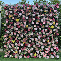 Mur de fleurs artificielles 3D en soie (roses et hortensias) de 2,4 x 2,4 m pour décoration de mariage, événements et photomaton - Vente en gros
