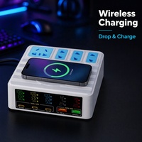 Chargeur GaN 140W avec écran LED, 4 prises CA et chargeur sans fil, pour la maison, le bureau, vente en gros, directement de l'usine
