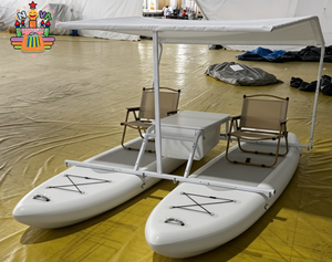 Plataforma Flotante <span class=keywords><strong>Inflable</strong></span> Tipo Catamarán, Doble <span class=keywords><strong>Tabla</strong></span> de SUP <span class=keywords><strong>con</strong></span> Toldo, Mesa y Asientos - Product Image 4