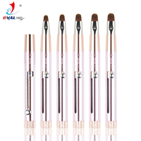 Nouveau brevet rose métal ressort poignée rétractable outil de peinture française profonde brosse française brosse à ongles taille 10 12 14 16 18