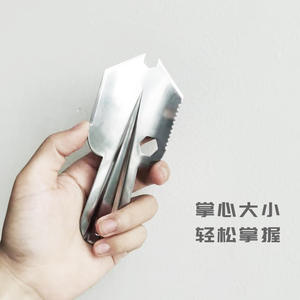 Pala de jardín multifuncional Y05, miniherramienta de acero inoxidable para desmalezar, podar y fertilizar con orificio hexagonal y borde de sierra - Product Image 2