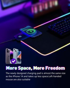 Alfombrilla de ratón para juegos RGB Light de gran tamaño con carga inalámbrica para oficina o juegos - Product Image 4