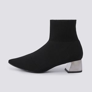 2025 <b>Hot</b> Selling New Pointed Thick Heel Elastic Knitted Fashion Women's Boots, Sizes 35-42 - Product Image 5