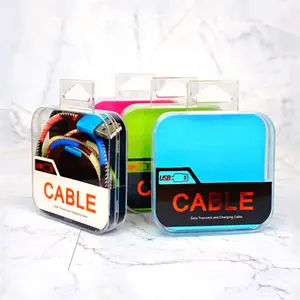 Small Square 1m USB Data Cable Plastic Clear Packaging Box