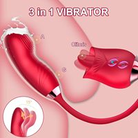10-Gang Klopf- und Vibrations-G-Punkt-Vibrator für vaginale und klitorale Stimulation, Nippel- und Zungenleck-Vibrator in Rosenform für Frauen – Sexspielzeug
