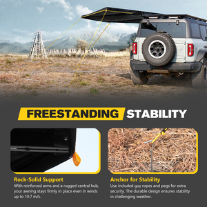 Bunker Industry Quick Setup Uitbreidbaar 180 Graden Auto Zijluifel Waterdichte Vrijstaande Auto Zijluifel Voertuig Luifel - Product Image 5