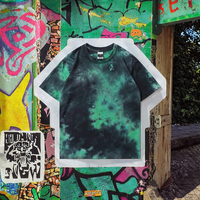 T-shirt graphique tie-dye épais 180 g/m² en coton/bambou tricoté écologique, couleur dégradée douce, unisexe, streetwear