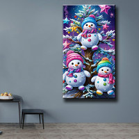 Ever Moment Lukisan Berlian Natal Full Resin Square Drill Short Lint Canvas Kit Seni Manusia Salju Lucu Set Mosaik ASF3078