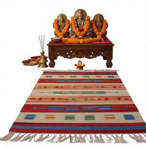 Alfombra/Corredor Hecho a Mano de Felpa Floral de Algodón Fresco, Moderno, Lavable a Máquina, Ecológico, Multicolor, Reversible, Personalizable - Product Image 1