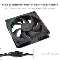 Ventilateur de refroidissement de boîtier PC noir Thermalright TL-S12 120 mm ARGB haute performance avec éclairage