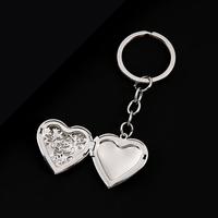 Ywyougang Porte-clés Cœur Rose 4 Couleurs, Médaillon Ouvrable avec Cadre Photo, Pendentif Amour en Acier Inoxydable, Cadeau