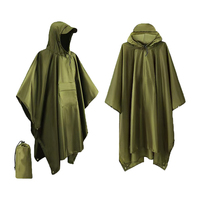 Sac à dos réutilisable léger en tissu ripstop, imperméable, en polyester, veste de pluie camouflage d'urgence pour hommes