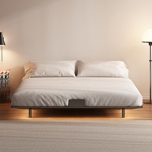 Tête <span class=keywords><strong>de</strong></span> <span class=keywords><strong>lit</strong></span> en acier au carbone avec éclairage intégré et <span class=keywords><strong>suspension</strong></span>. Chambre à coucher principale moderne et minimaliste, <span class=keywords><strong>lit</strong></span> double, style minimaliste italien - Product Image 2