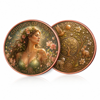 Pièce commémorative en cuivre fin .999 de 1 once, motif Déesse de l'Automne, érable et citrouille, finition Cuivre antique, artisanat métallique