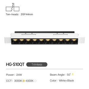 XRZLux Zehn-Kopf-LED-Streifen-Spiegellampe Viereck 24 W LED-Einbaugrill Deckenleuchte Innenebeleuchtung Rechteckiges Downlight