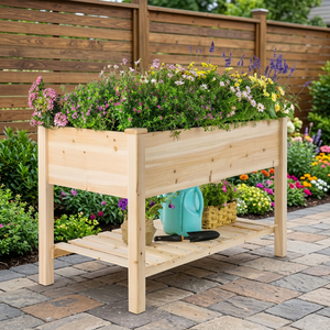 Raised Garden <b>Bed</b> Sturdy Legs High <b>End</b> Natural Pine Wood Vinyl Coated Lightweight Eco-Friendly Planter Box American Style - Product Image 3