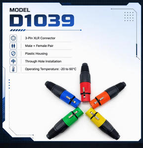 Connecteur audio XLR mâle/femelle 3 pôles/3 broches en plastique Ecodi D1039 pour microphone, haut-parleur, équipement sonore - Product Image 2