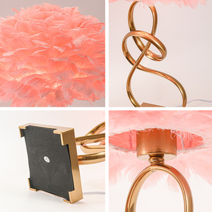 Lampe de table en plumes simple de style nordique, salon, chambre à coucher, café, librairie, bureau, hôtel, éclairage d'intérieur moderne, lampe de bureau - Product Image 3