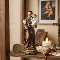 Statue en résine de Saint Antoine de Padoue tenant le bébé Jésus, figurine catholique peinte à la main, dévotion chrétienne pour autel, bureau, cadeaux pour la maison