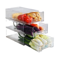 Tiroir de réfrigérateur en plastique Transparent, organiseur de boîte de rangement empilables pour réfrigérateur, bacs