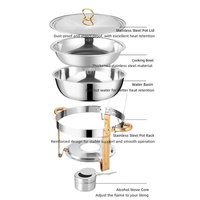 Plat de service de luxe doré 4,5 L en acier inoxydable, multifonctionnel, pour buffet d'hôtel, chauffe-plat à alcool